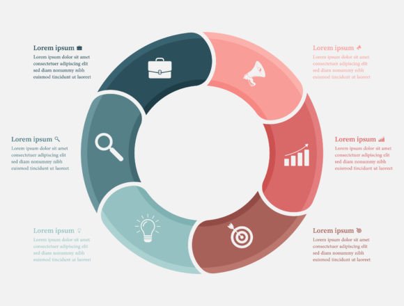 Six Steps Pie Chart Business Infographic