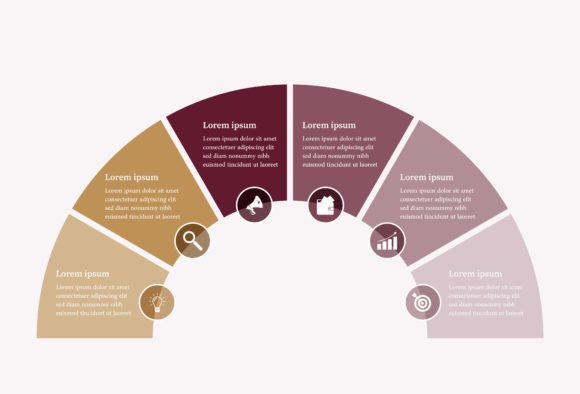 The Practical Value of the Six Steps Half Circle Infographic Chart